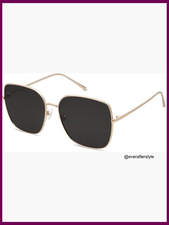 Oversized Square Metal Frame Sunglasses UV400 Protection Retro Style main image 4